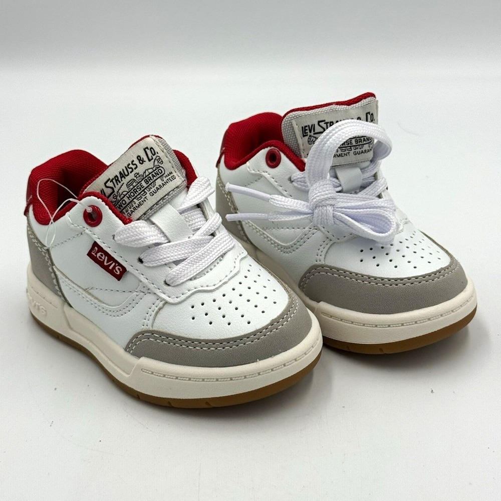 Levi's Unisex Kids (Toddler) Low Top Lace-Up Sneakers White Gray Red Size 5M